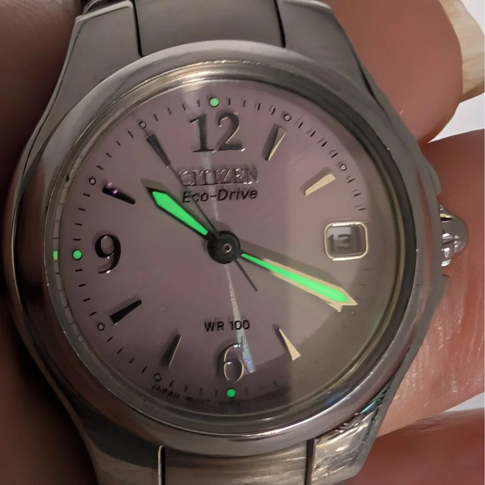 Citizen Eco-Drive Chandler Silhouette Watch S039941 Date Pink Sunburst Xtra Link Citizen Eco-Drive Chandler Silhouette Watch S039941 Date  main image 4